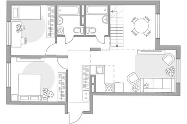 Планировка 4+ комнатной(квартира) площадью 72.76 квадратных метров в ЖК “ЖК Аникеевский”