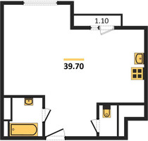 Планировка однокомнатной(квартира) площадью 39.7 квадратных метров в “ЖК Настроение”