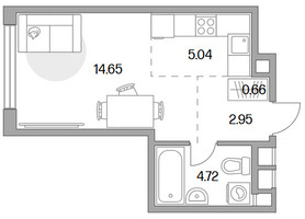 Планировка студии(квартира) площадью 28.02 квадратных метров в “ЖК MYPRIORITY Mnevniki (Май Приорити Мневники)”
