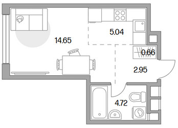 Планировка студии(квартира) площадью 28.02 квадратных метров в ЖК “ЖК MYPRIORITY Mnevniki (Май Приорити Мневники)”