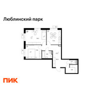 Планировка двухкомнатной(квартира) площадью 65.8 квадратных метров в “ЖК Люблинский парк”