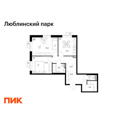 Планировка двухкомнатной(квартира) площадью 65.8 квадратных метров в ЖК “ЖК Люблинский парк”