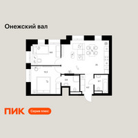 Планировка двухкомнатной(квартира) площадью 59.9 квадратных метров в “ЖК Онежский вал”