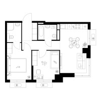 Планировка двухкомнатной(квартира) площадью 52.6 квадратных метров в “Квартал Мит”