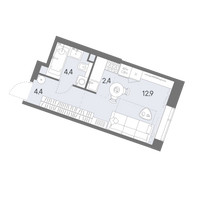 Планировка студии(квартира) площадью 24.1 квадратных метров в “ЖК Родина Переделкино”