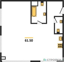 Планировка двухкомнатной(квартира) площадью 61.5 квадратных метров в “ЖК Nametkin Tower (Наметкин Тауэр)”