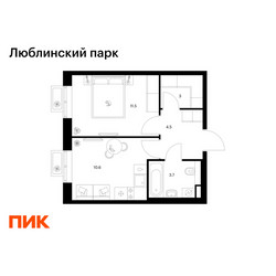 Планировка однокомнатной(квартира) площадью 33.3 квадратных метров в ЖК “ЖК Люблинский парк”