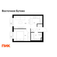 Планировка однокомнатной(квартира) площадью 32.1 квадратных метров в “ЖК Восточное Бутово”