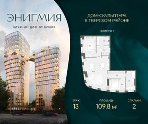 Планировка двухкомнатной(квартира) площадью 109.8 квадратных метров в ЖК “Клубный дом Энигмия”