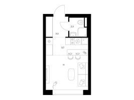 Планировка студии(квартира) площадью 22.3 квадратных метров в “ЖК Мичуринский Парк”