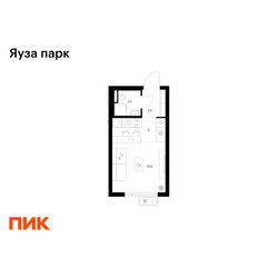 Планировка студии(квартира) площадью 20.9 квадратных метров в ЖК “ЖК Яуза Парк (Мытищи)”