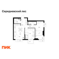 Планировка двухкомнатной(квартира) площадью 59.6 квадратных метров в “ЖК Середневский лес”