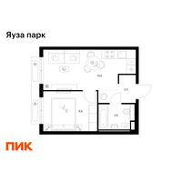Планировка однокомнатной(квартира) площадью 32.3 квадратных метров в “ЖК Яуза Парк (Мытищи)”