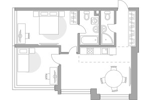 Планировка двухкомнатной(квартира) площадью 62.33 квадратных метров в “ЖК Мневники от Гранель”