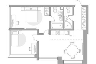 Планировка двухкомнатной(квартира) площадью 62.33 квадратных метров в ЖК “ЖК Мневники от Гранель”