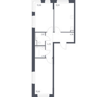 Планировка двухкомнатной(квартира) площадью 57.48 квадратных метров в “ЖК Молжаниново”