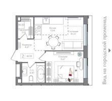 Планировка однокомнатной(квартира) площадью 40.18 квадратных метров в “ЖК Преображенская Площадь”