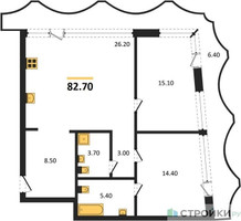Планировка двухкомнатной(квартира) площадью 82.7 квадратных метров в “ЖК Союз (СВАО)”