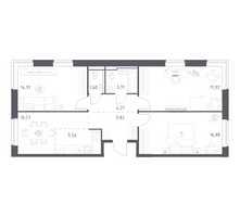 Планировка трехкомнатной(квартира) площадью 80.86 квадратных метров в “ЖК Квартал Западный”