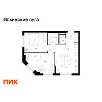 Планировка двухкомнатной(квартира) площадью 50.8 квадратных метров в “ЖК Ильинские луга”