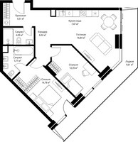 Планировка двухкомнатной(квартира) площадью 82.52 квадратных метров в “ЖК Джойс”