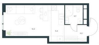 Планировка студии(квартира) площадью 29.2 квадратных метров в “Level Войковская”