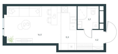 Планировка студии(квартира) площадью 29.2 квадратных метров в ЖК “Level Войковская”