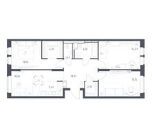 Планировка трехкомнатной(квартира) площадью 79.74 квадратных метров в “ЖК Большое Путилково”