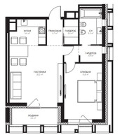 Планировка однокомнатной(квартира) площадью 56.5 квадратных метров в “ЖК Egodom”