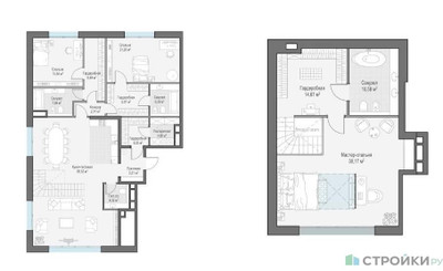 Планировка однокомнатной(квартира) площадью 217.5 квадратных метров в ЖК “ЖК Клубные особняки "Ильинка 3/8"”