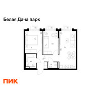 Планировка двухкомнатной(квартира) площадью 49.9 квадратных метров в “ЖК Белая Дача парк”