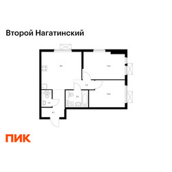Планировка двухкомнатной(квартира) площадью 50.7 квадратных метров в ЖК “ЖК Второй Нагатинский”