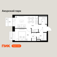 Планировка однокомнатной(квартира) площадью 36.2 квадратных метров в “ЖК Амурский парк”