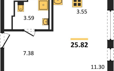 Планировка студии(квартира) площадью 25.82 квадратных метров в ЖК “ЖК Остафьево”
