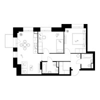 Планировка двухкомнатной(квартира) площадью 62.7 квадратных метров в “ЖК Онежский вал”