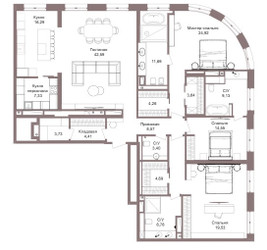 Планировка 4+ комнатной(квартира) площадью 200.53 квадратных метров в ЖК “ЖК Legacy (Легаси)”