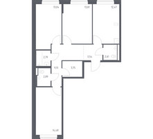 Планировка трехкомнатной(квартира) площадью 78.51 квадратных метров в “ЖК Подольские кварталы”