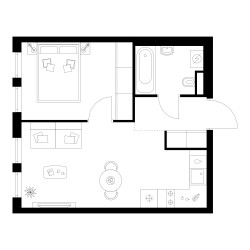 Планировка однокомнатной(квартира) площадью 35.9 квадратных метров в ЖК “Квартал Мит”