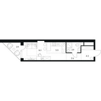 Планировка студии(квартира) площадью 33.8 квадратных метров в “ЖК Нексус от Аквилон”