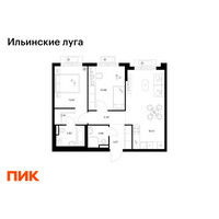 Планировка двухкомнатной(квартира) площадью 57.08 квадратных метров в “ЖК Ильинские луга”
