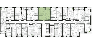 Планировка однокомнатной(квартира) площадью 40.4 квадратных метров в “ЖК Пушкино Град”