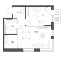 Планировка однокомнатной(квартира) площадью 41.25 квадратных метров в “ЖК Новое Видное”