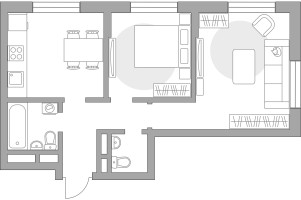 Планировка двухкомнатной(квартира) площадью 50.2 квадратных метров в “ЖК Живописный”