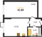 Планировка однокомнатной(квартира) площадью 41 квадратных метров в “ЖК Ново-Молоково”