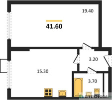 Планировка однокомнатной(квартира) площадью 41 квадратных метров в “ЖК Ново-Молоково”
