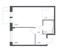 Планировка однокомнатной(квартира) площадью 40.83 квадратных метров в “ЖК Молжаниново”