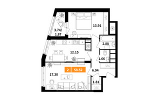 Планировка студии(квартира) площадью 29.2 квадратных метров в “ЖК Планерный Квартал”