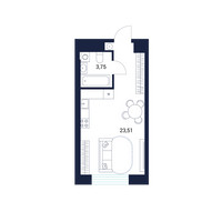 Планировка студии(апартаменты) площадью 27.3 квадратных метров в “МФК DIUS (Диус)”