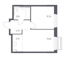 Планировка однокомнатной(квартира) площадью 35.86 квадратных метров в “ЖК Рублевский Квартал”