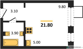 Планировка студии(квартира) площадью 21.8 квадратных метров в “ЖК Никольский квартал Отрада”